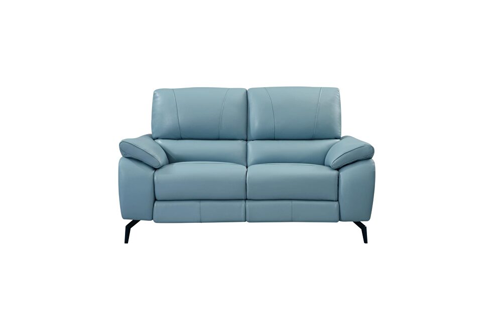 Blue leather electric recliner loveseat by ESF