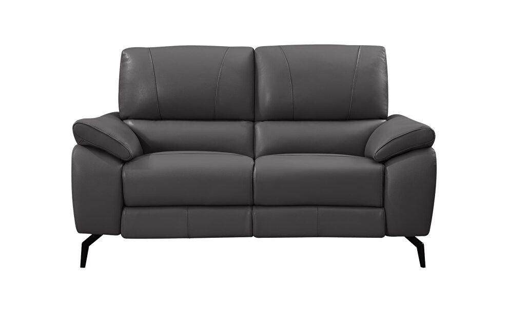 Gray leather electric recliner loveseat by ESF