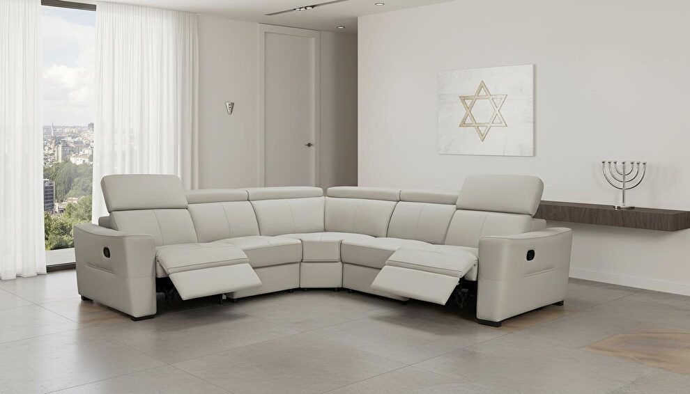 Manual recliner full leather sectional by ESF