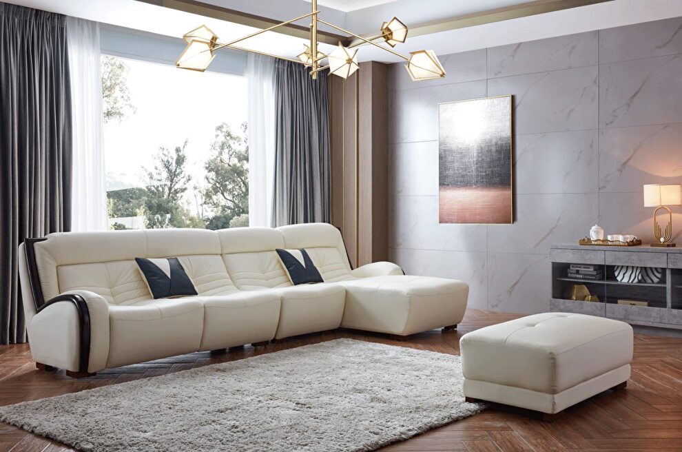 White leather cozy stylish living room sectional by ESF