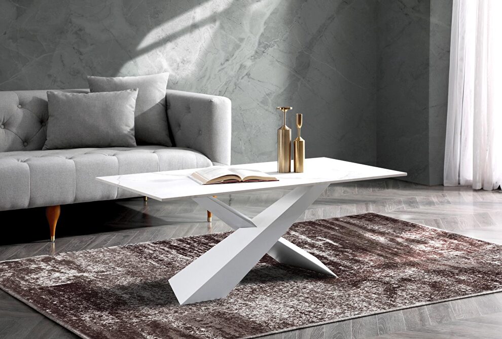 Contemporary marble-like top coffee table by ESF