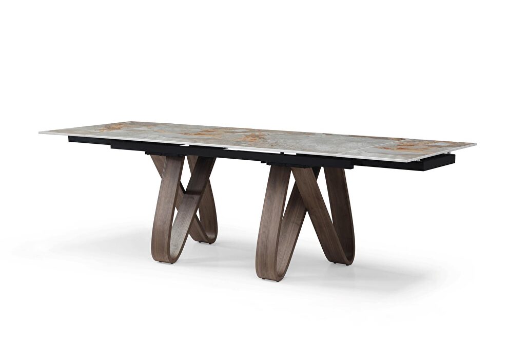 Ultra-contemporary dining table w marble top extension by ESF