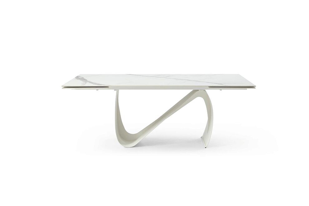 White ceramic dining table w/ extensions by ESF