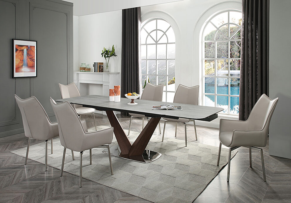 Elegant extended ceramic top dining table by ESF