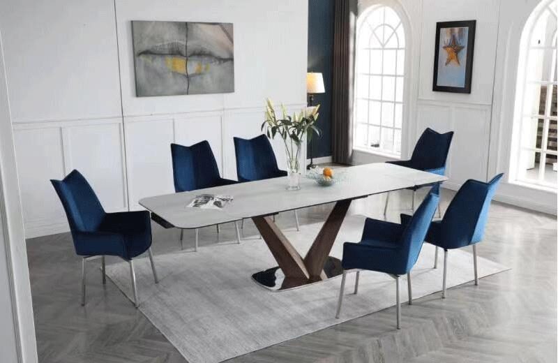 Elegant extended ceramic top dining table by ESF