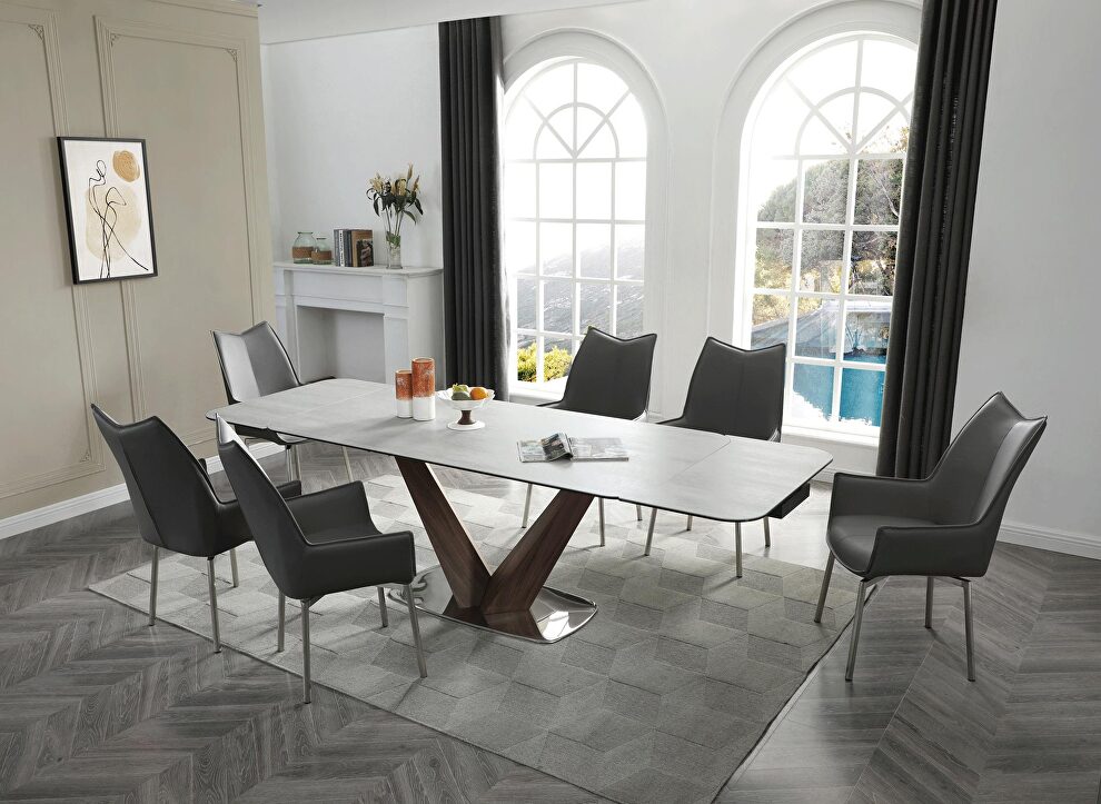 Elegant extended ceramic top dining table by ESF