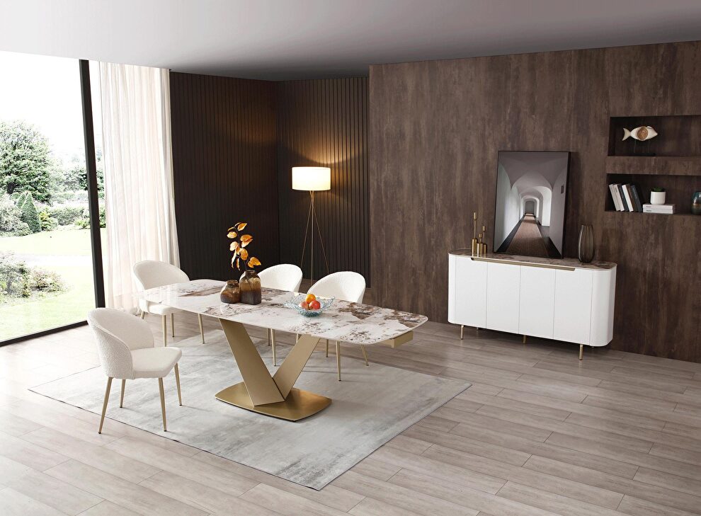 Contemporary extension dining table in golden finish by ESF