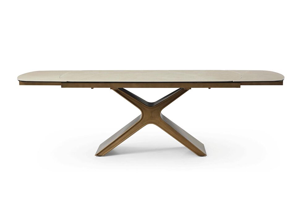 2 extensions contemporary ceramic / glass dining table by ESF