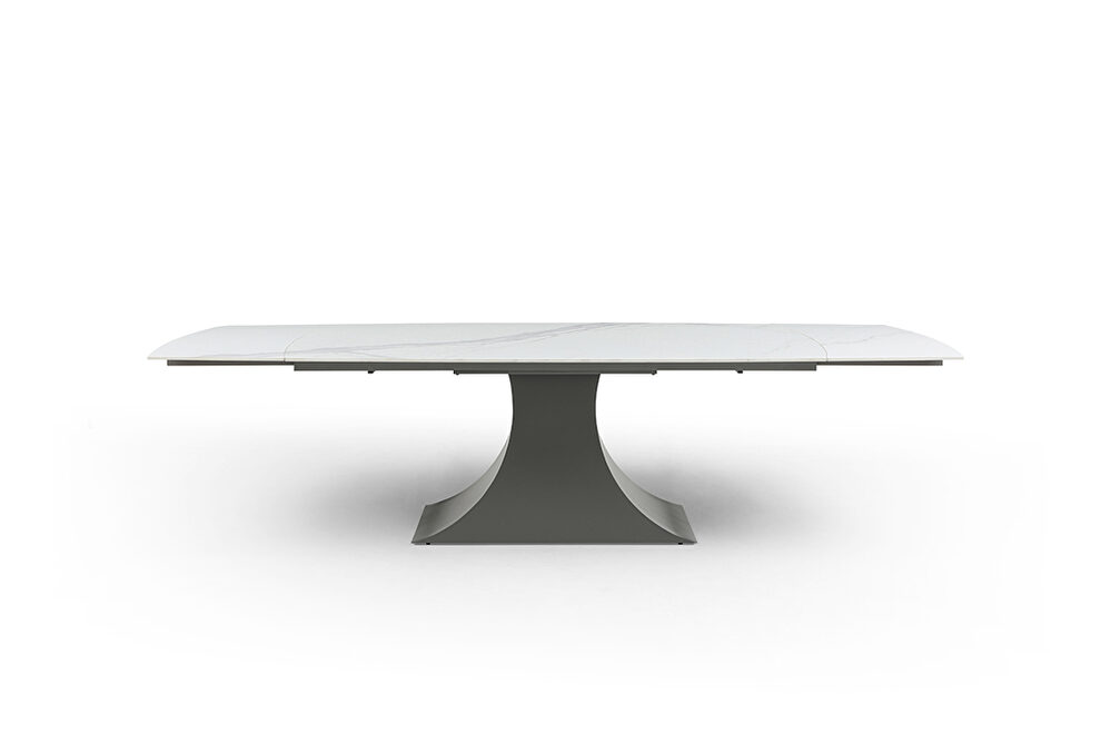 White ceramic top dining table w/ extensions by ESF