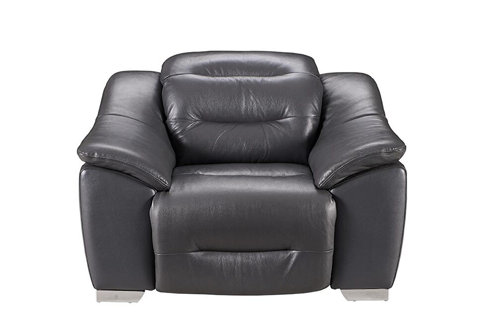 Dark gray charcoal leather electric recliner chair by ESF