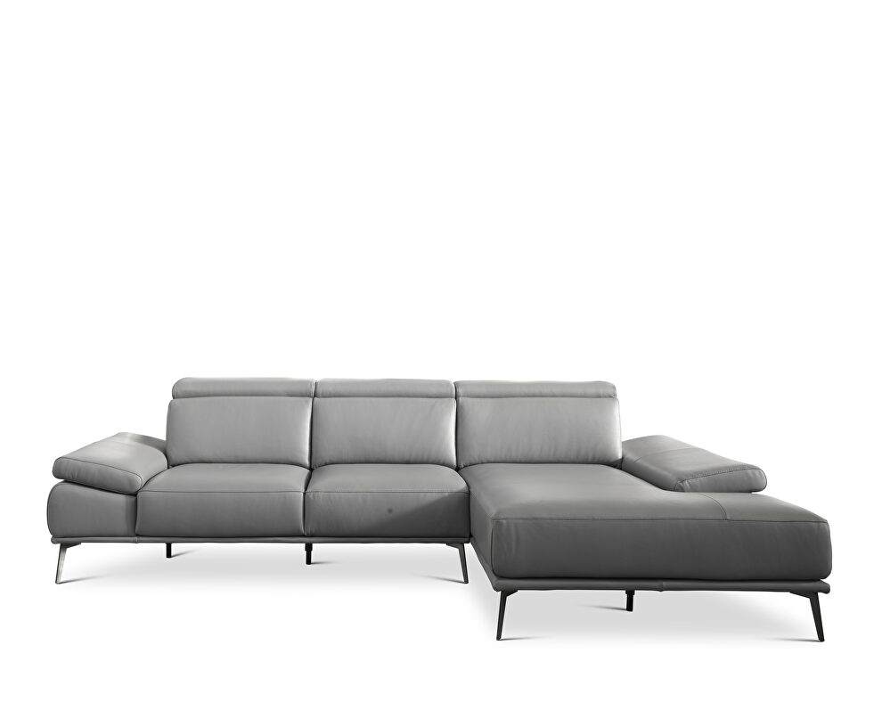 100% Italian leather low profile contemporary sectional by Elegante Italia
