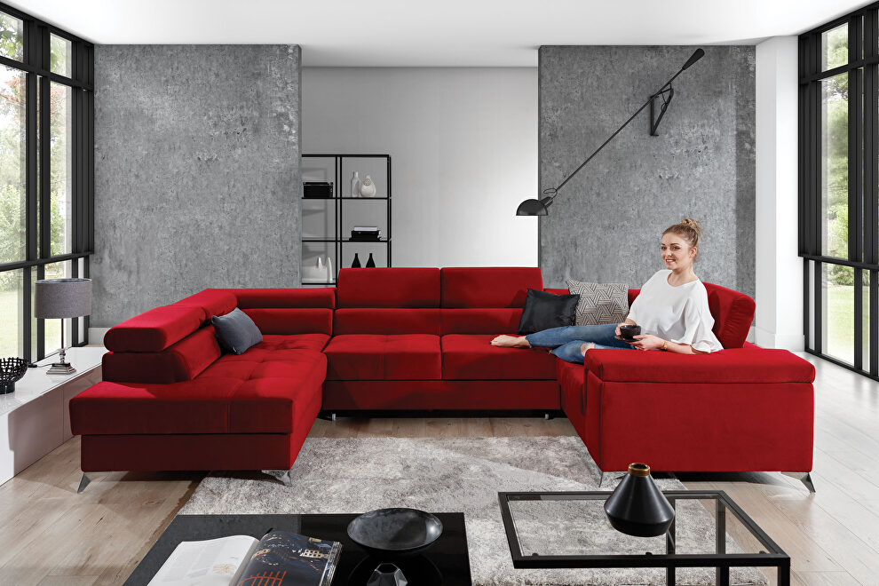 Contemporary low-profile special order sectional w/ storage by Eltap