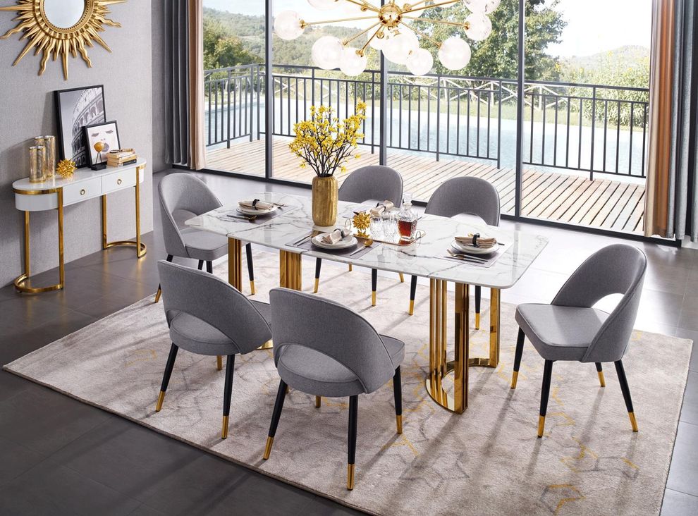 Marble top dining table w/ golden legs by ESF