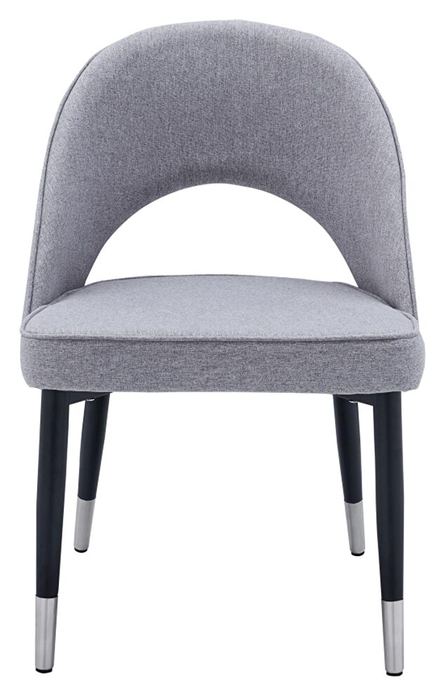 Gray modern dining chair w/ chrome leg tips by ESF
