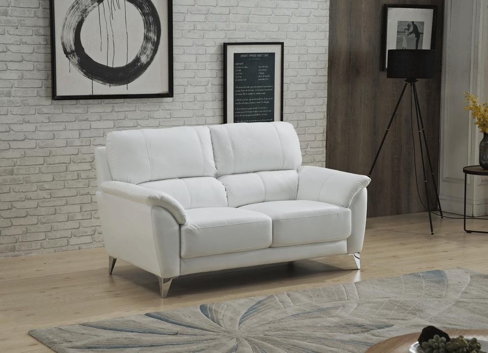 White leather loveseat in contemporary style by ESF