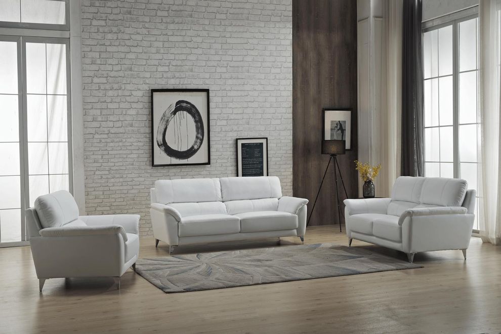 White leather contemporary living room 3pcs set by ESF