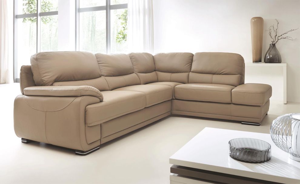 Fully leather sectional w/ sofa bed and storage by Galla Collezzione