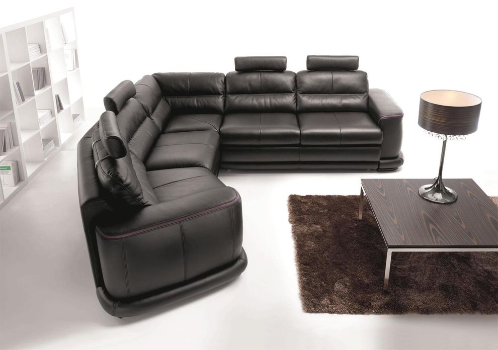 Salon-style full leather sectional sofa w/ bed by Galla Collezzione