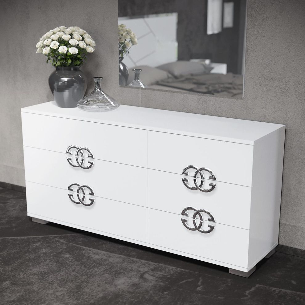 Italy-made white glossy modern dresser by Status Italy