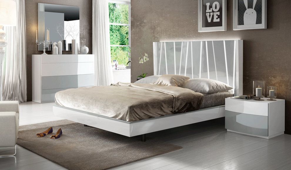 White/gray super contemporary stylish king bed by Fenicia Spain