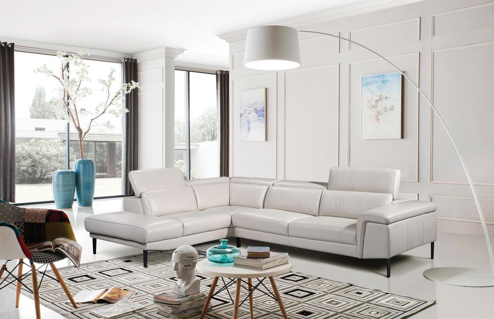 Modern design light cream leather sectional by ESF