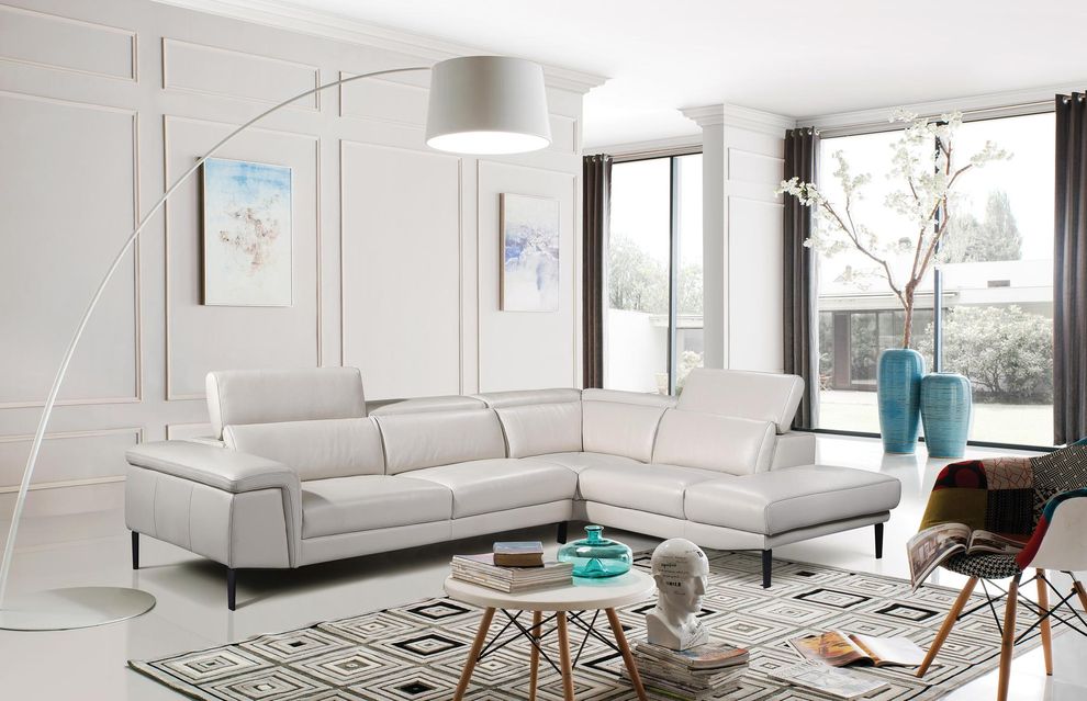 Modern design light cream leather sectional by ESF