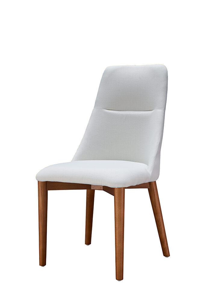 White fabric / natural mdf wood like dining chair by ESF