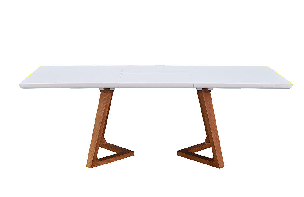 White glossy finish dining table w/ extension by ESF