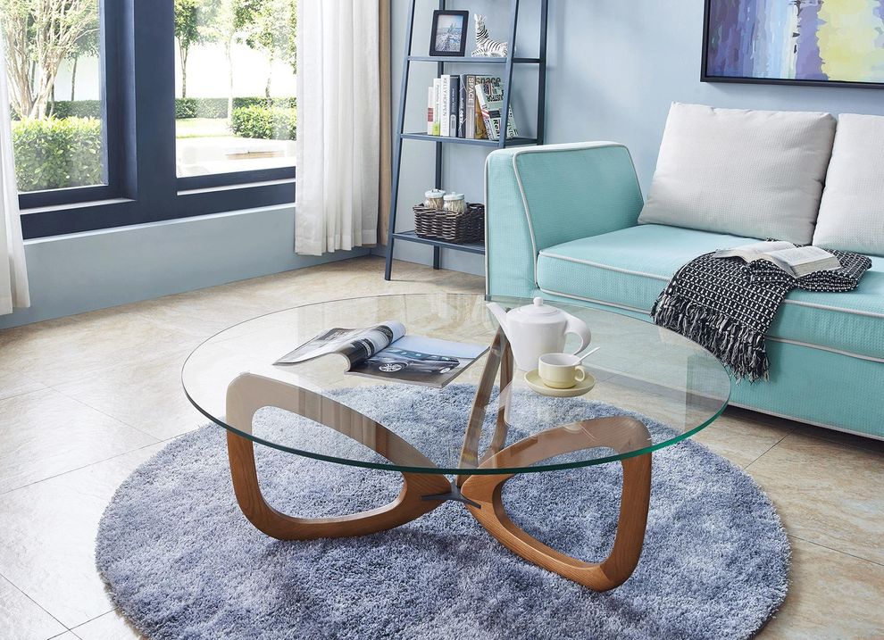 Round glass top contemporary coffee table by ESF