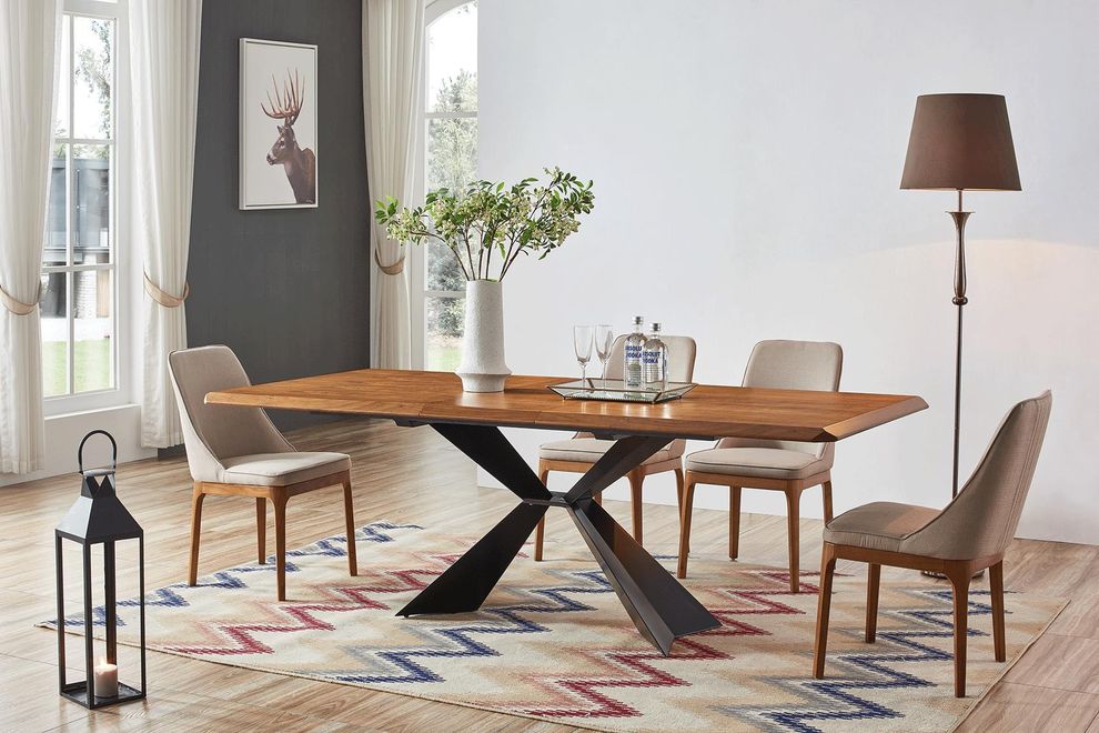 Natural wood finish table w/ extension by ESF