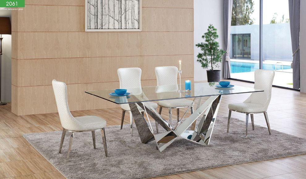 Modern chrome base / glass top table by ESF