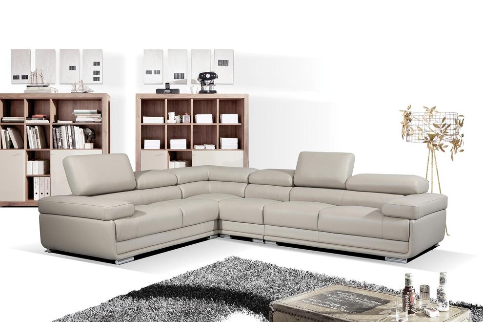 Modern light gray adjustable headrests sectional by ESF