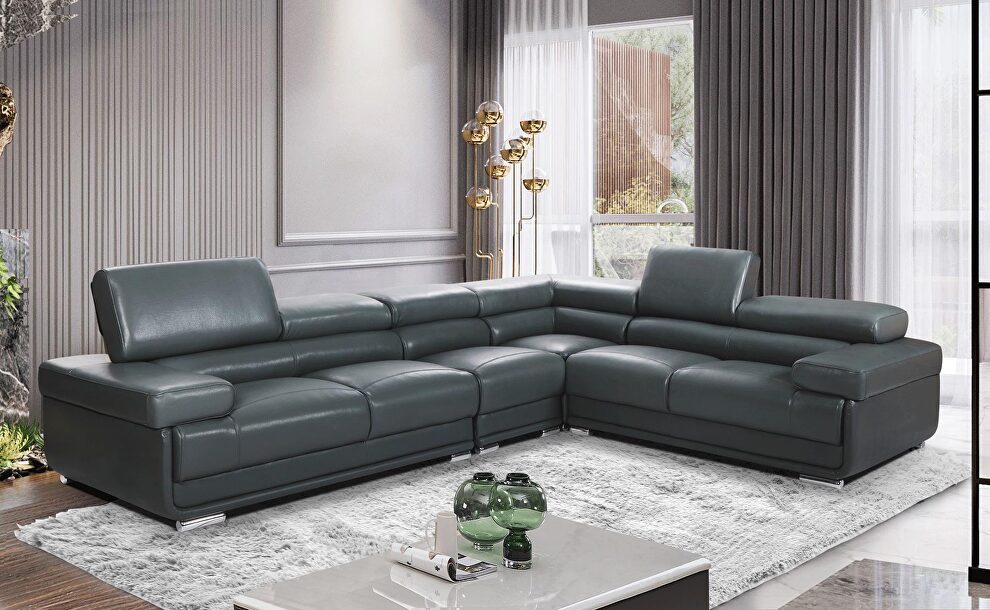 Modern dark gray adjustable headrests sectional by ESF