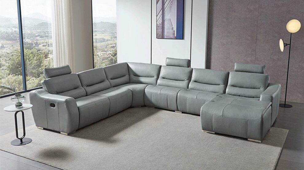 Gray full leather quality sectional sofa by ESF