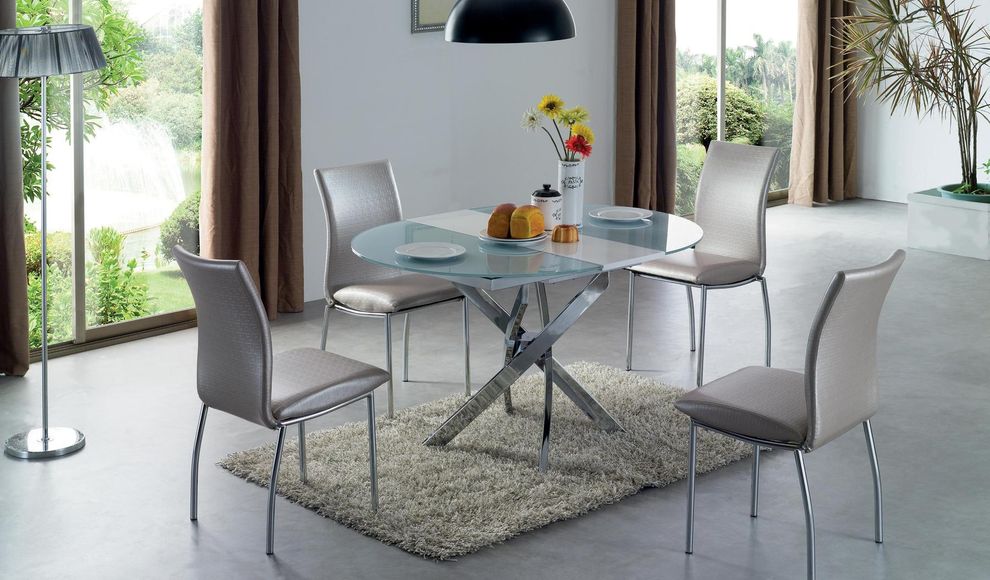 Round glass modern dining table by ESF