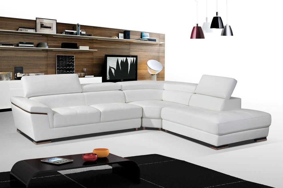 Modern white leather sectional sofa w/ headrests by ESF