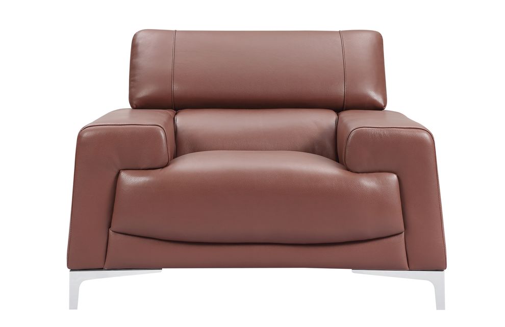 Saddle brown leather contemporary chair by ESF