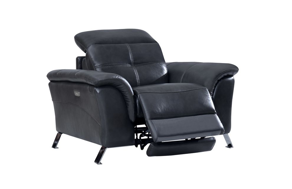 Dark gray leather chair w/ adjustable headrests by ESF