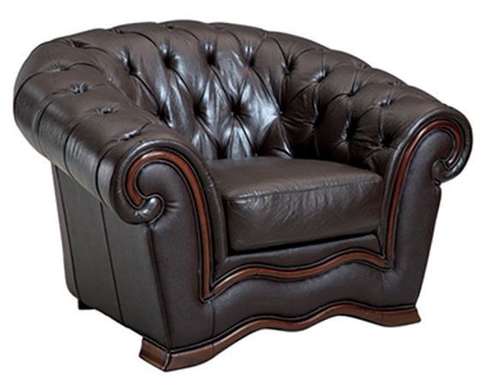 Brown leather tufted buttons design chair by ESF