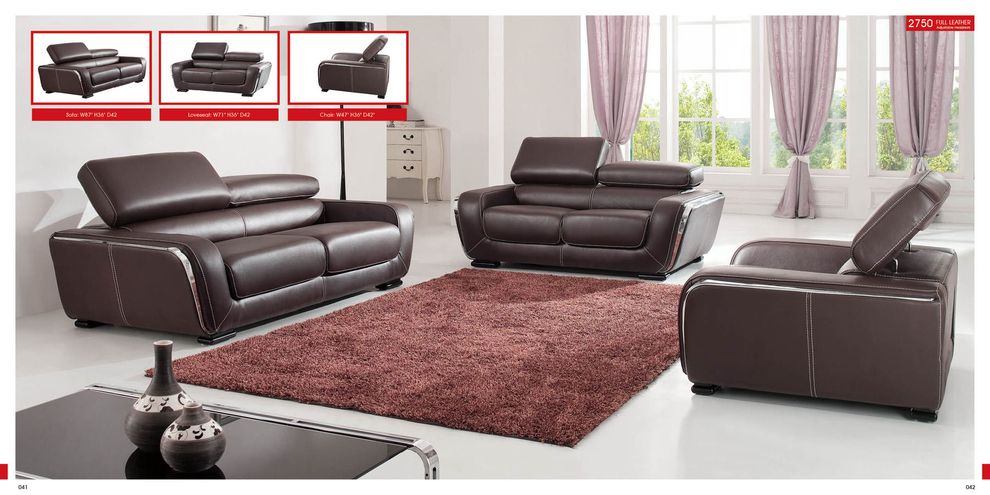 Modern designer full chocolate leather sofa by ESF