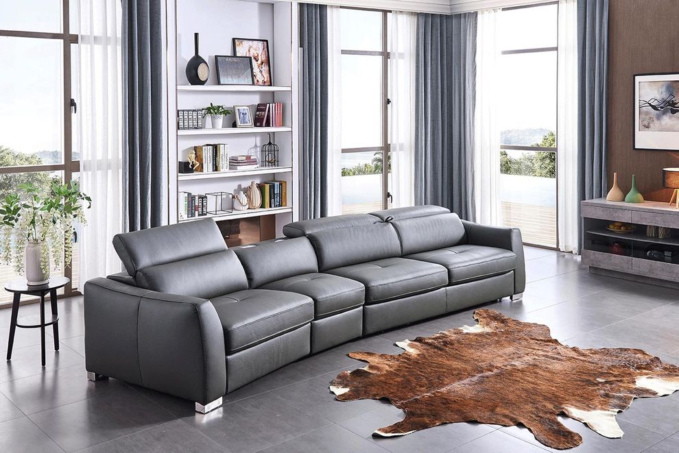 Versatile dark gray sectional sofa w/ bed option by ESF
