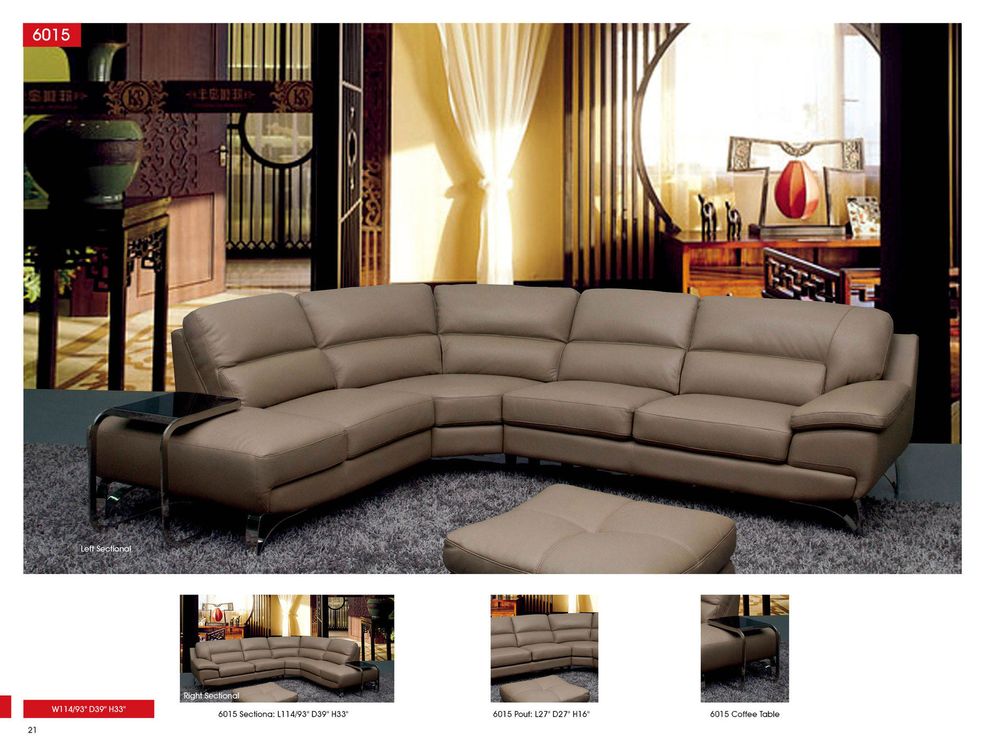 Tan contemporary sectional w/ side coffee table by ESF