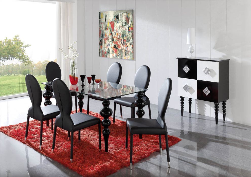 Glass dining table w/ black legs by ESF