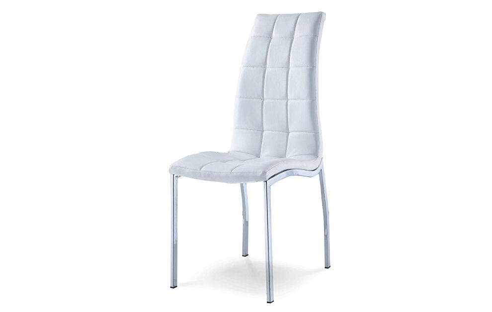 White leatherette / chrome metal chair by ESF