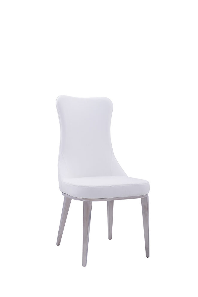 Modern white leatherette solid dining chair by ESF