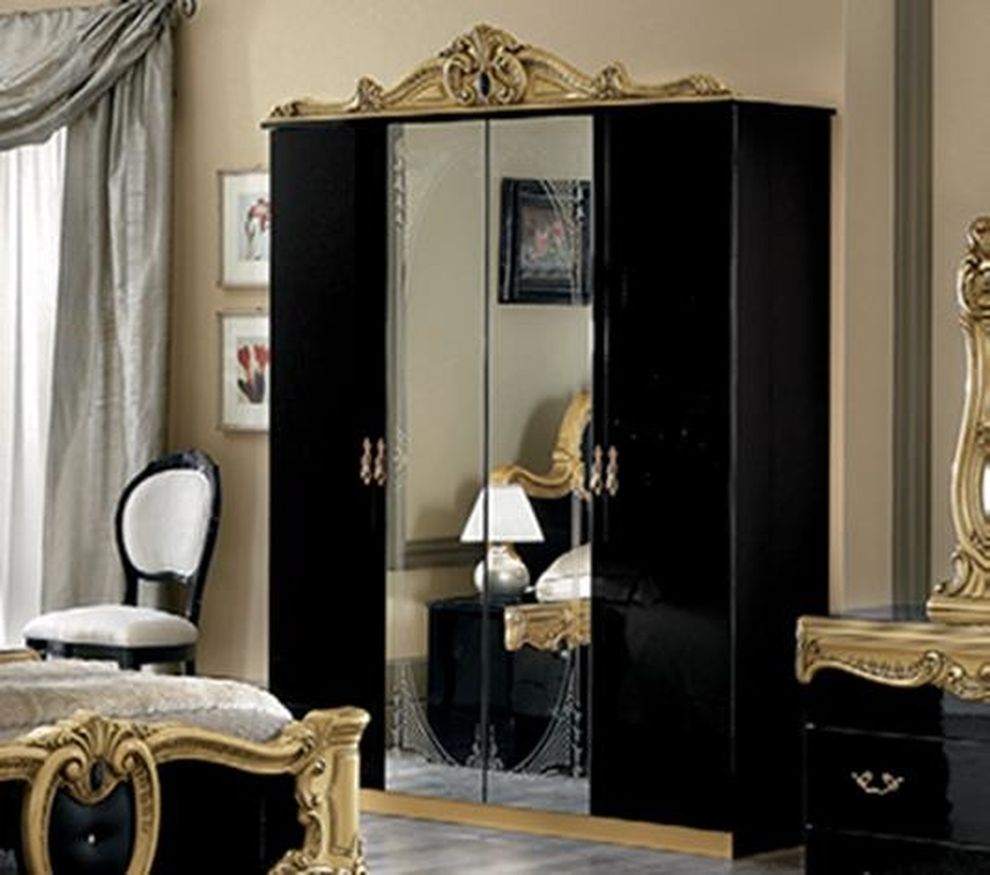 Classical style black/gold 4dr wardrobe by Camelgroup Italy