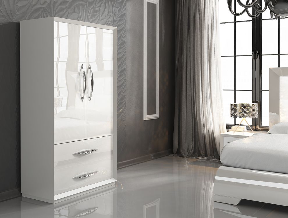 White high-gloss lacquer 2 door wardrobe by Franco Spain