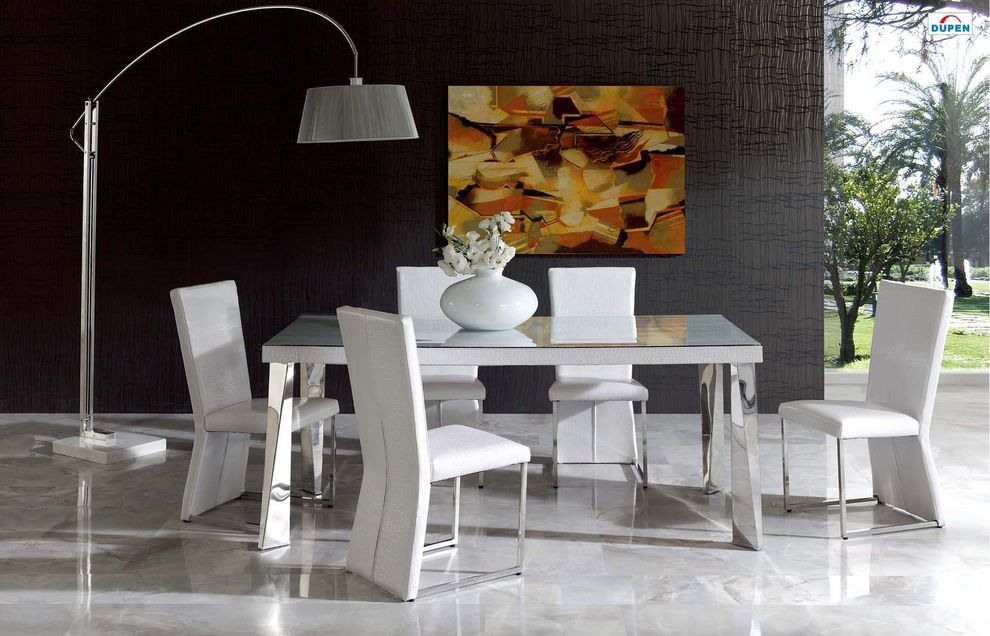White crocodile eco-leather high gloss dining table by ESF