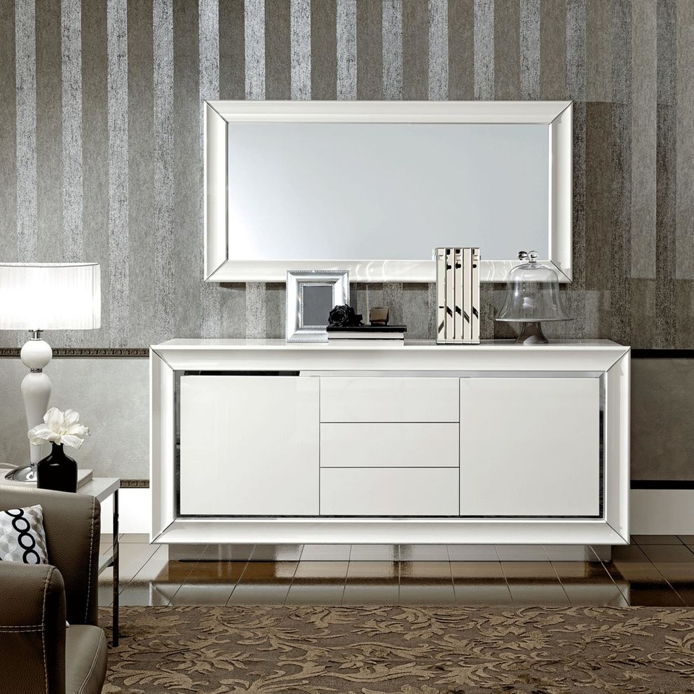 White lacquer finish Italian dining room buffet by Camelgroup Italy