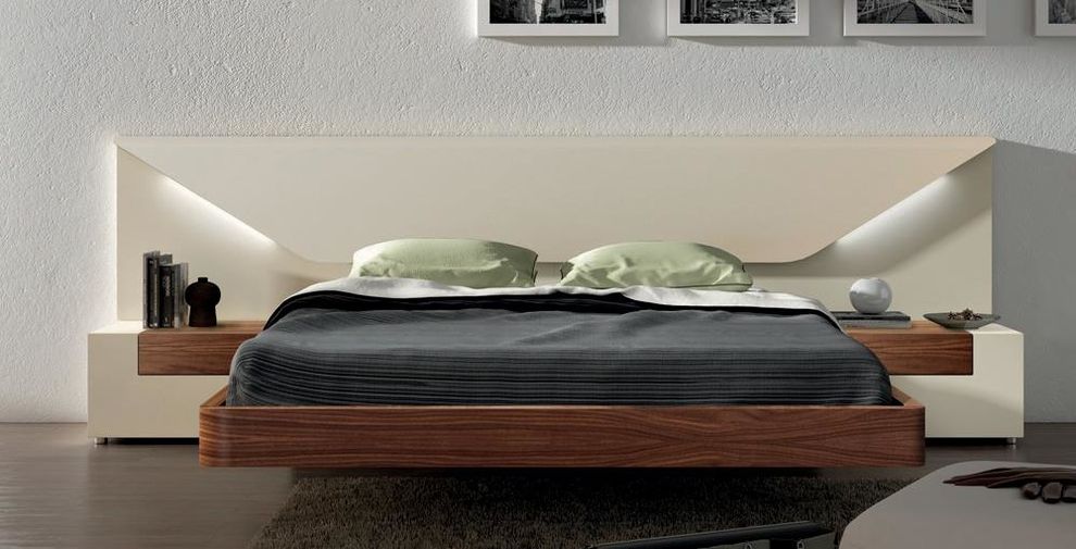 Spain-made wide-headboard modern profile king size bed by Garcia Sabate Spain